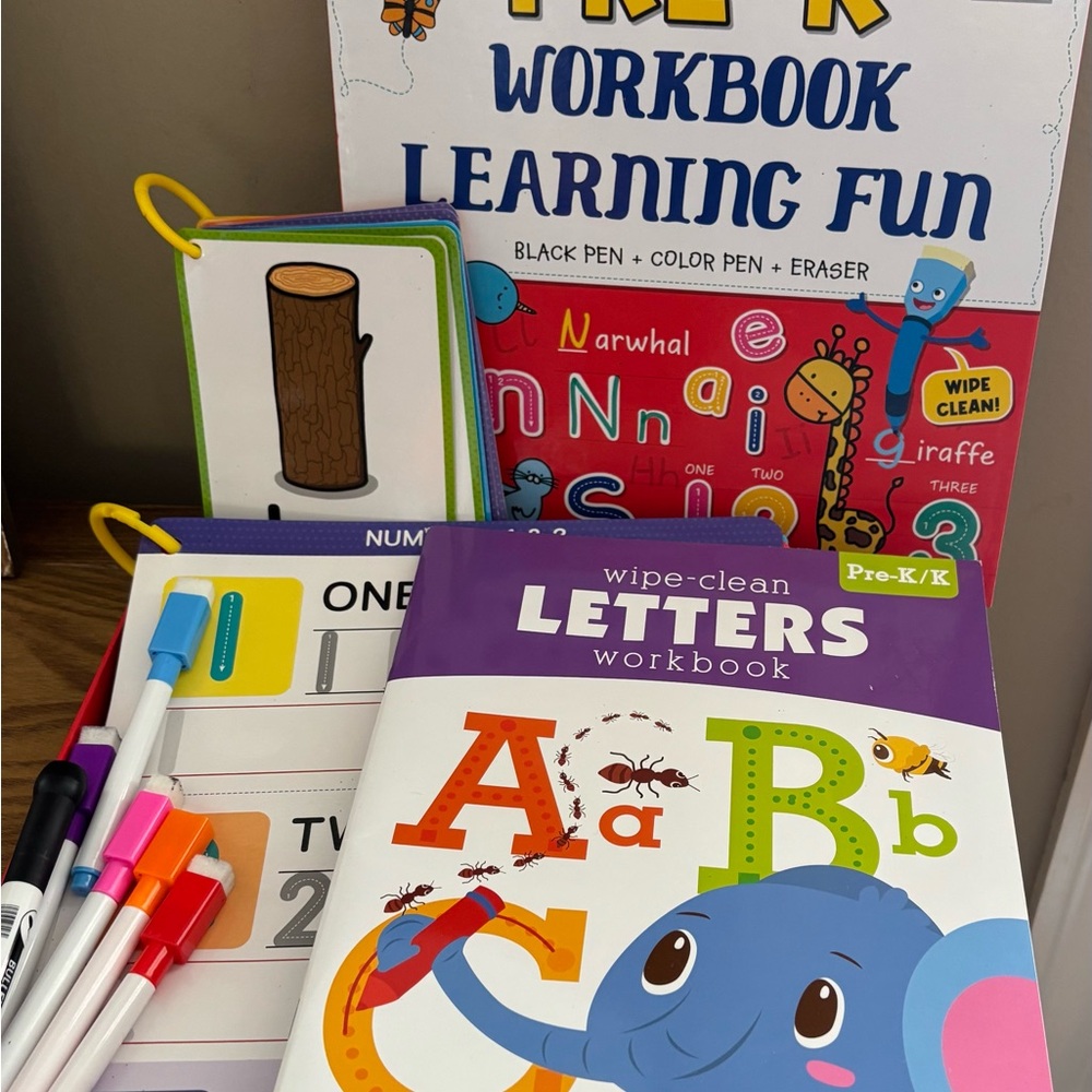Pre-K Wipe Off ABC Workbook & Math, Letters, Word, Game Cards Learning Fun Set - Picture 15 of 15